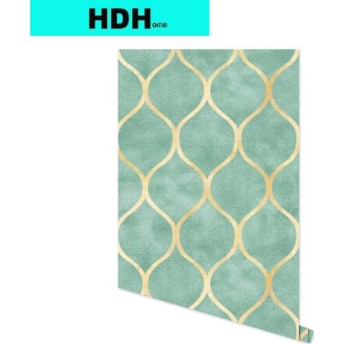 Green Geometric Wallpaper Modern Gold Stripe Self Adhesive Wallpaper Nordic Peel and Stick Wallpaper Removable Contact Paper