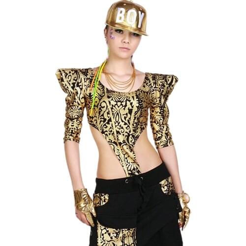 New fashion 2018 hip hop street ds Women clothing bronzoer Jumpsuits top slim bar dance performance costumes