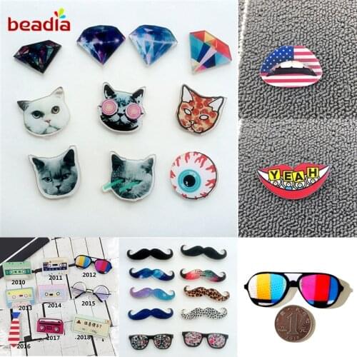 1Pcs Kawaii Painting Multi Shapes Acrylic Badges 3D Pin On Brooch Decoration Badge For Clothes/Shoes/Bags
