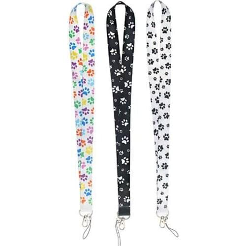 1pc Dog Paw Print Lanyard For Phone Keys Full Color Custom Design Badge Holder & Staff Cards Neck Strap Camera