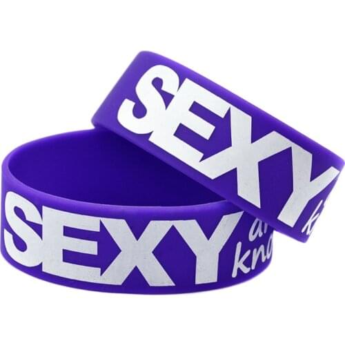 1PC Sexy and I Know It Silicone Wristband 1 Inch Wide Printed Logo