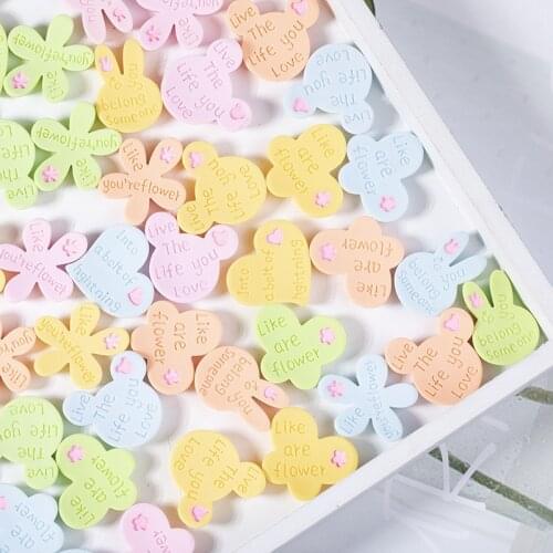 20Pcs Cartoon Mouse Heart Flower Flat back Resin Cabochon Kawaii Rabbit Hair Bows Accessories DIY Decoration Crafts Scrapbooking