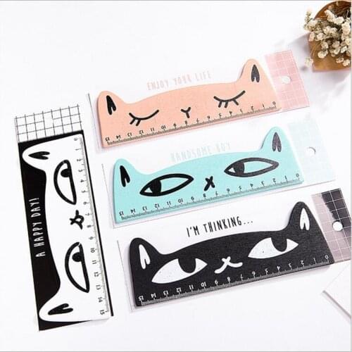30 Pcs/lot Kawaii cat design ruler Funny stationery wooden rulers school supplies party gift for kids