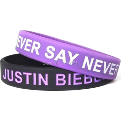 300pcs Justin Bieber Inspirational Never Say Never wristband silicone bracelets free shipping by DHL express