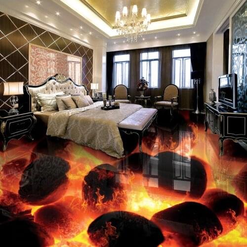Custom 3D Flooring Murals 3D Stereo Stones Flame Bedroom Living Room Self-adhesive Waterproof 3D Floor Tiles Fresco Wallpaper