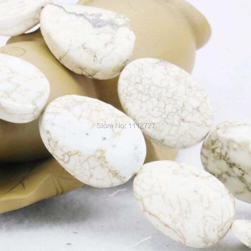 18x25mm Ellipse Twist White Turkey Howlite Chalcedony Semi Finished Stones DIY Loose Beads Women Girls Gifts Jewelry Accessories
