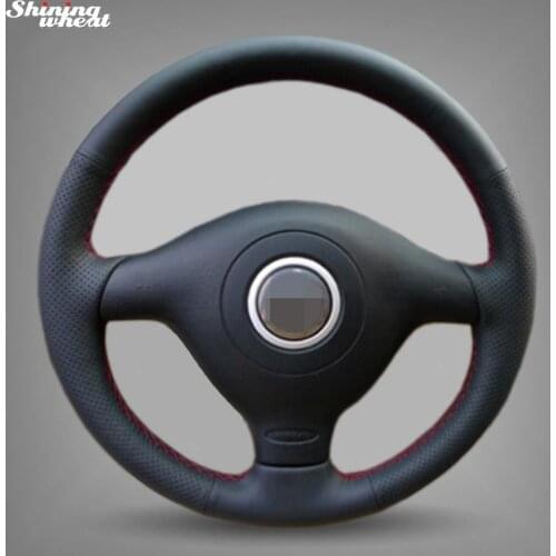 Shining wheat Hand-stitched Black Leather Car Steering Wheel Cover for Volkswagen VW Golf 4 Mk4 Old VW Passat B5