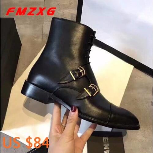 Womens Shoes Fall Winter Leather Womens Boots Designer Motorcycle Booties Boots Platform Genuine Leather High Quality Boots