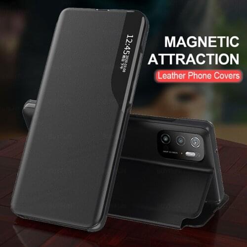 Phone Case For poco m3 pro 5g pocom 3pro poko little m 3 pro 6.5'' Magnetic Leather Smart View Window Flip holder Cover coque