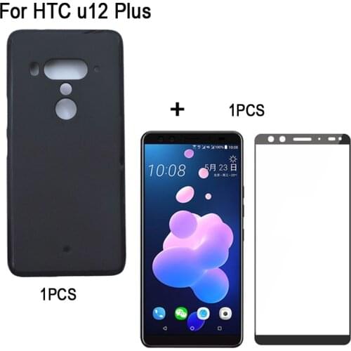 1PCS For HTC U12 plus U12+ Case Cover Soft Back Phone Case+1PCS full Screen protective tempered glass For HTC U12plus