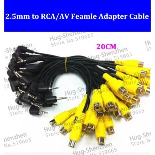 Black AV-in Video Cable 0.2Meter 2.5mm Stereo Jack Male Plug To RCA Female Adapter For GPS Converter---20pcs/lot