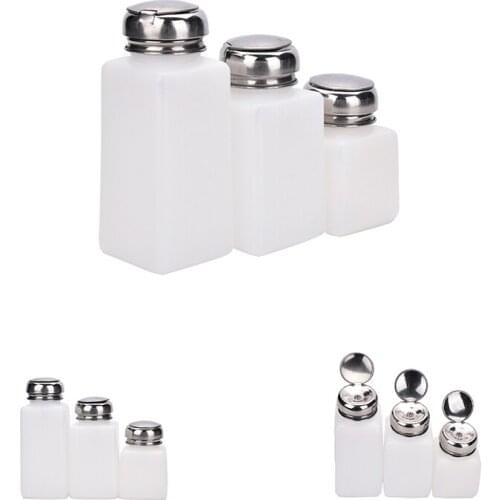 Nail Polish Remover Alcohol Liquid Press Pumping Dispenser Bottle White anti-static alcohol bottle press type