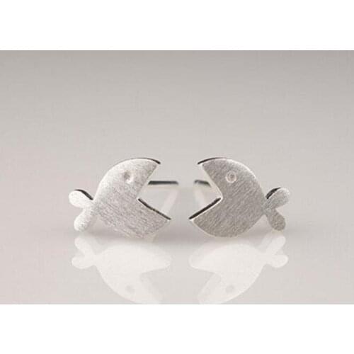 Element New Fashion 925 Sterling Silver Jewelry Opening Small Fish Anti-allergic Female Stud Earrings SE178