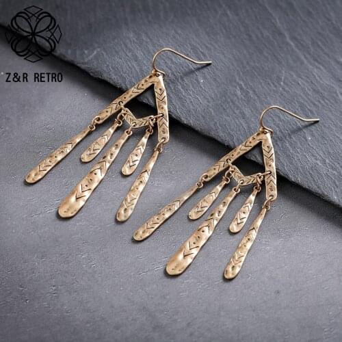 Ethnic Geometric Drop Earrings Long Suspension Goth Pendientes Decorative Body Jewelry for Women Vintage Accessories Wholesale