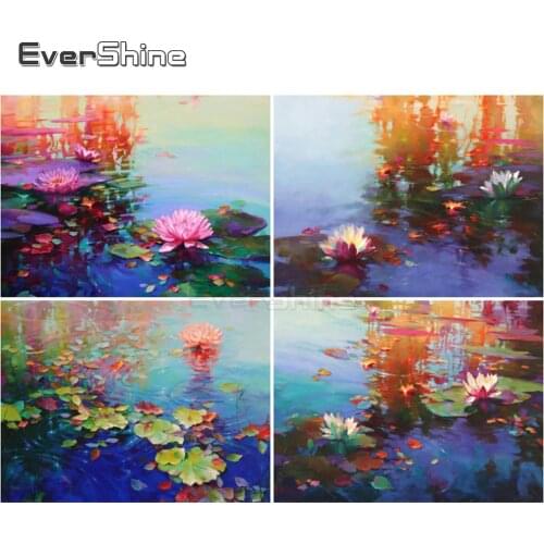 EverShine 5D Diamond Painting Full Square Flowers Cross Stitch Diamond Embroidery Sale Lotus Kits Wall Art Home Decoration