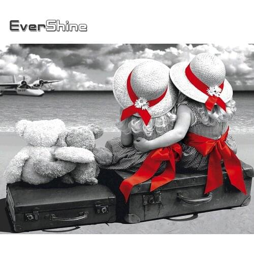 Evershine Diamond Painting Kid New Arrival Diamond Embroidery Black Red Cross Stitch Kits Mosaic Portrait Home Decor