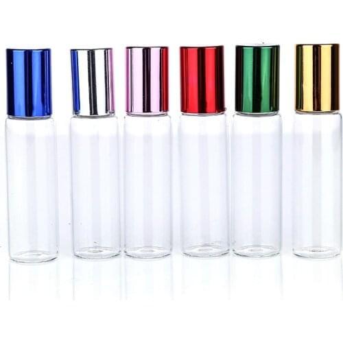 6Pcs/set 10 ml Multiple Colors Bottles Glass Bottle Essential Oil Empty Perfume Bottle Glass Ball Can Be Filled With Makeup Tool