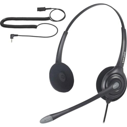 2.5mm plug Headset and Quick Disconnect Cord for Cisco Linksys Spa Polycom Grandstream Zultys Gigaset and Cordless Dect Phones
