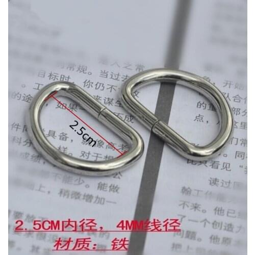 Hot sell 20pcs 25mm Silver Metal D type Ring Buckle DIY accesories for Purse Bags and Handbag hardwares