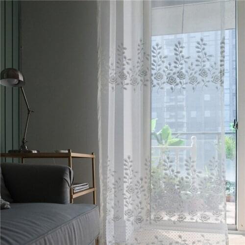 Jinyahome 1Pc 30% Shading Rose Jacquard Tulle Yarn Voile Curtain Sheer Window Sliding Door Living Room Window Slidingdoor 1076