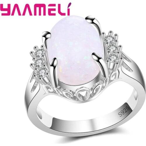 New Promotion Women Ring 1pc White Opal Stone Jewelry 925 Silver Wonderful CZ Nice For Womans Ring Size 6 7 8 9 10