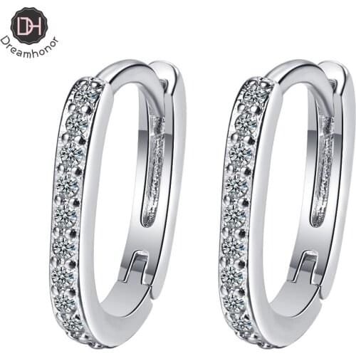 Dreamhonor Korean Fashion Geometric Oval Ear Buckle Simple Temperament 925 Sterling Silver Fashion Statement Earrings Jewelry