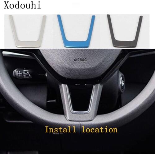 Car Body Cover Stainless Steel Steering Wheel Interior Kit Switch Trim Lamp Frame 1pcs For Skoda Karoq 2017 2018 2019 2020