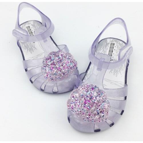 Summer Girls Sandals Sequin PVC Jelly Mini Melissa Sandalia Infantil Children Shell fashion Baby Princess SO001