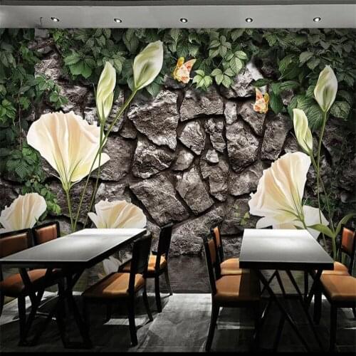 Milofi custom 3D wallpaper mural flowers vines brick wall background wall living room bedroom decoration wallpaper