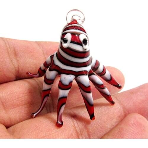 Handmade Murano glass octopus ornament Pendant Aquarium fish tank decor hanging art accessories Mini Marine life animal Figurine