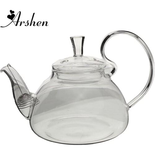Arshen Borosilicate Glass 260ml Teapot Cambered Hyaline Coffee Tea Set Puer Kettle Flowers Kongfu TeaPot Infuser Home Tea Set