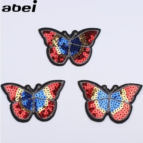 5pcs/lot Iron On Sew On Butterfly Patch Sequined Sticker for Clothes Jeans Backpack Bags Pants Decoration Sewing Repair Applique