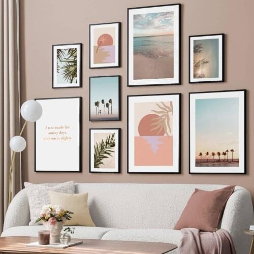 Sunny Day Landscape Poster Palm Plant Leaf Picture Abstract Sundown Canvas Painting Modern Wall Art Home Decor Print Living Room