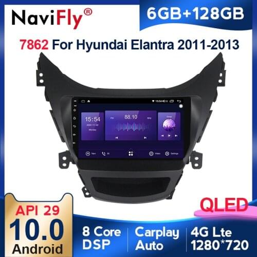 New! 7862 6GB+128GB QLED 1280*720 DSP 4G LTE Android 10.0 Car Navigation GPS Radio Player For Hyundai Elantra 5 JK 2010 2016
