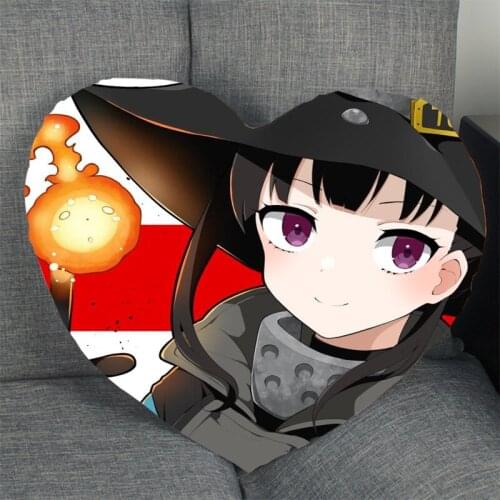 New Arthur Boyle Fire Force Pillowcase Heart Shape Satin Fabric Pillow Cover For Home Bedroom Wedding Decorate Pillow Cases