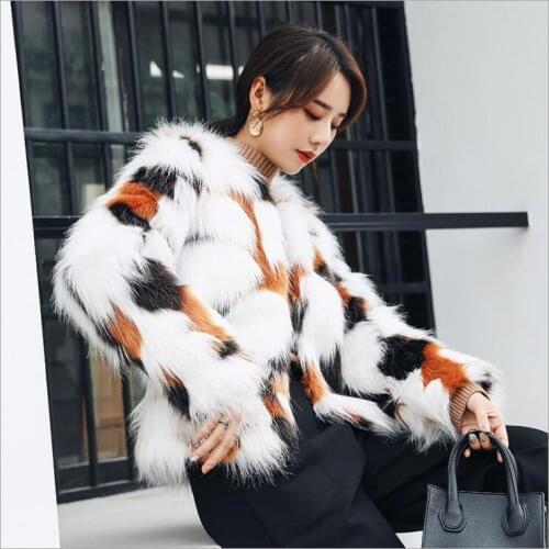 Fashion Short Gradual Faux Fur Coat Long Sleeve Winter Warm Cardigan Cropped Jacket Fluffy Coats Thick Warm Outerwears Overcoat