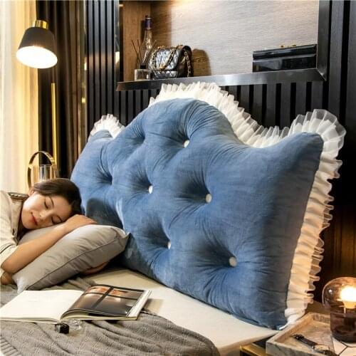 Luxury princess pillow bedside cushion, crystal velvet headrest, solid color button backrest, waist backrest for sleeping