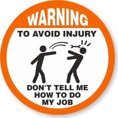 S50385# 10/13/15/17CM Personality PVC Decal Warning To Avoid Injury V1 Waterproof Car Sticker on Motorcycle Laptop Decorative