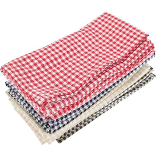 Checked Cotton Dinner Cloth Napkins - Set of 12 (17 x 17 inches) - for Events & Home Use
