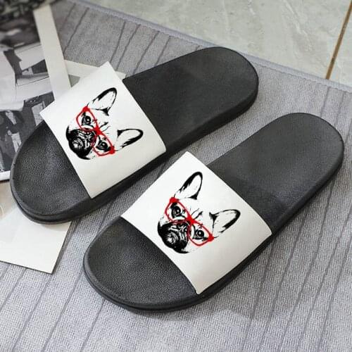 Sandals for Women 2021 French Bulldog Pug Kawaii Animal Pattern Printing Slippers ladies Beach Fashion Open Toe Flip Flop