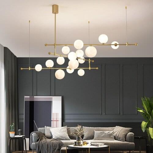 Modern Simple 3D Printing Moon Pendant Light Ball Living Room Droplight Artist Decoration Bedroom Dining Hall Home Lighting