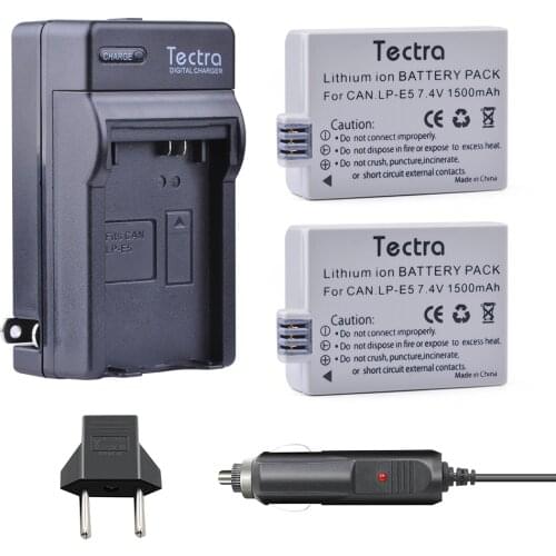 Tectra 2pcs LP-E5 LP E5 Camera BATTERY + Digital Charger for Canon 500D 450D 1000D EOS Rebel T1i XS XSi Kiss X3 X2 Kiss F SLR