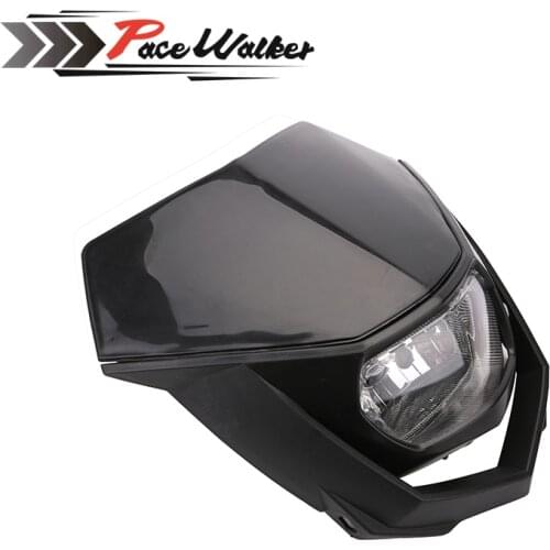 Universal Motorcycle H4 Headlight White Black Enduro Head Light