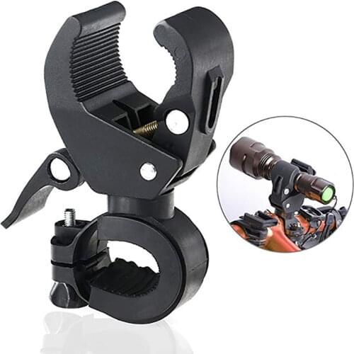 Universal 90/360 Degree Rotating Bike Bicycle Handlebar LED Flashlight Torch Mount Clamp Clip Holder Grip Bracket (Black)
