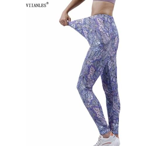 VIIANLES 2021 New Hot Printed Stretch Sexy Leggings Women Slim Pants Street Women Clothing High Waist Fashion Printing Pants