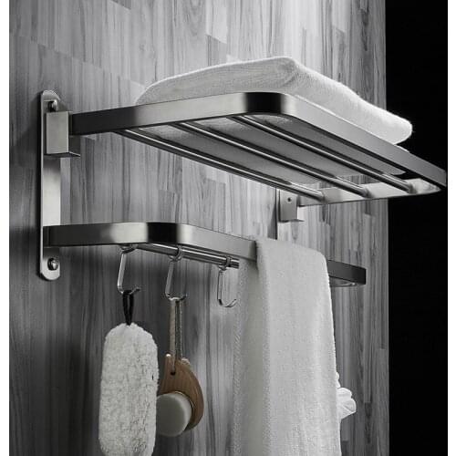 High Quality Fixed Bath Towel 304 stainless Steel Holder Towel Rack Holder For Hotel or Home Bathroom Storage Rack Rail Shelf