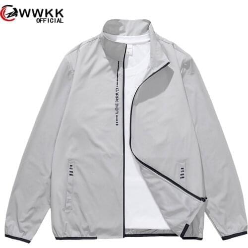 WWKK Hiking Jackets Men Quick Dry Summer Camping Running Sport Jacket Sun-Protective Coats Soft Anti UV Skin Windbreaker
