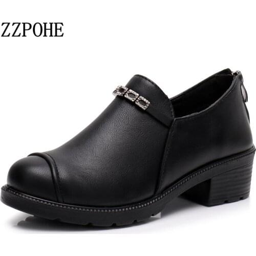 ZZPOHE 2018 Spring Autumn Womens Pumps Fashion Women med Heel Shoes Woman Slip On Casual Shoes