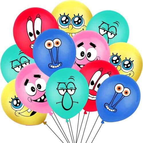 10Pcs Sponge Party Supplies Boy or Girl Bob Latex Balloons Happy Birthday Cartoon Theme Decoration Kids Ballon Party Decor