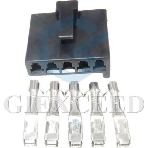 2 Sets 5 Pin Auto Connector Black Electrical Female Sockets With Pins Terminals